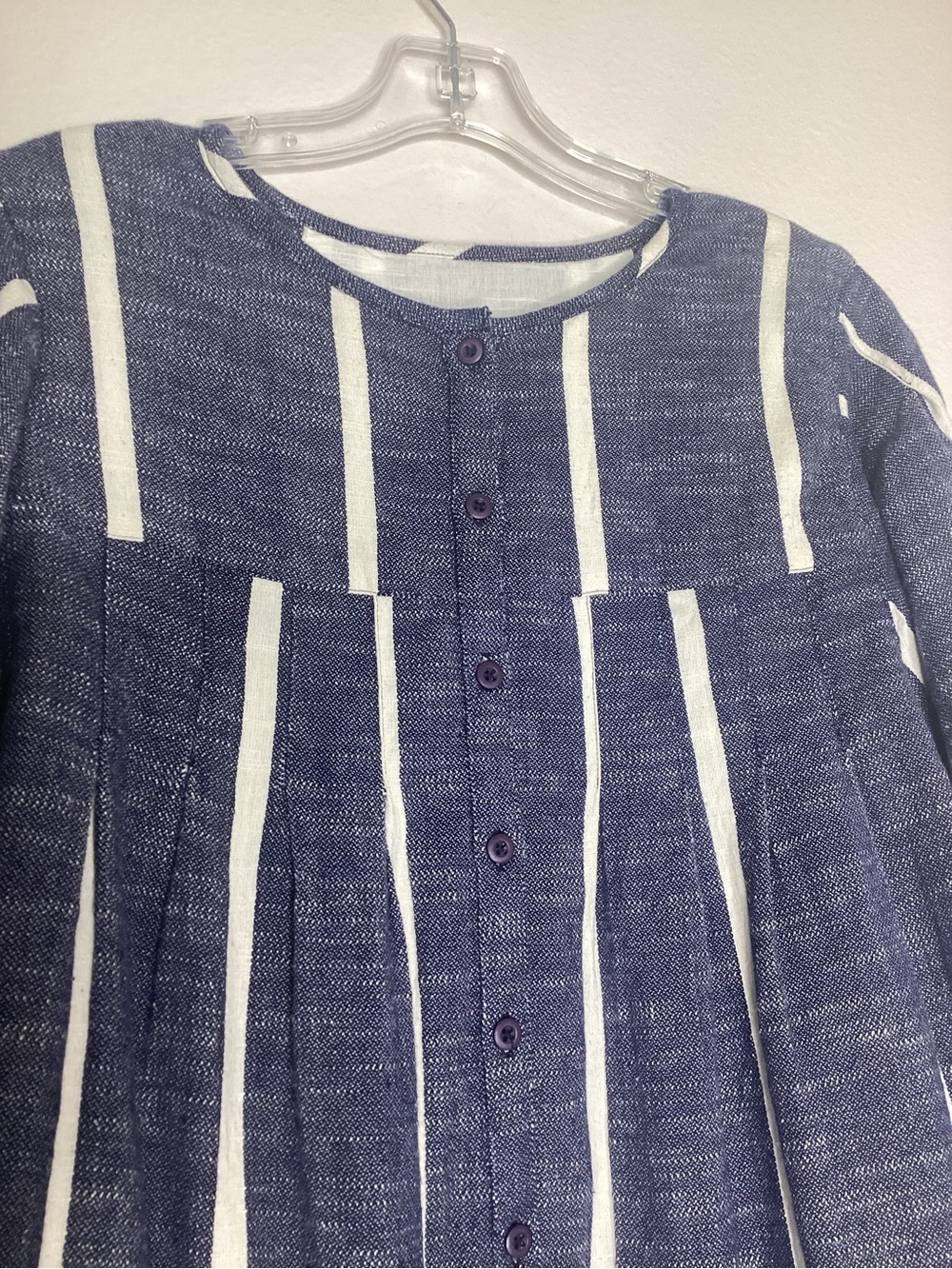 Ace & Jig Navy Striped Top Dolman Sleeves Pleated Organic Cotton EUC Med - Picture 4 of 7